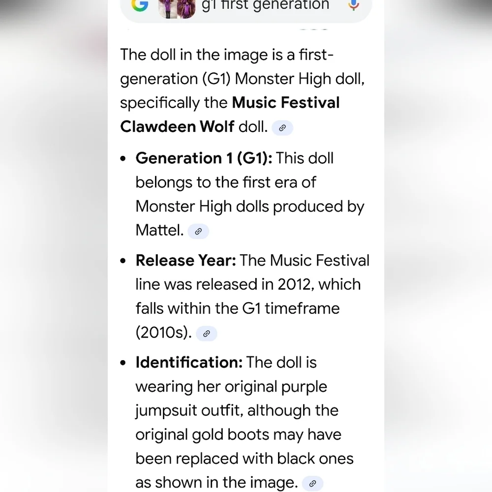 Monster High Claudeen Wolf Festival! G1 Series! 1st generation